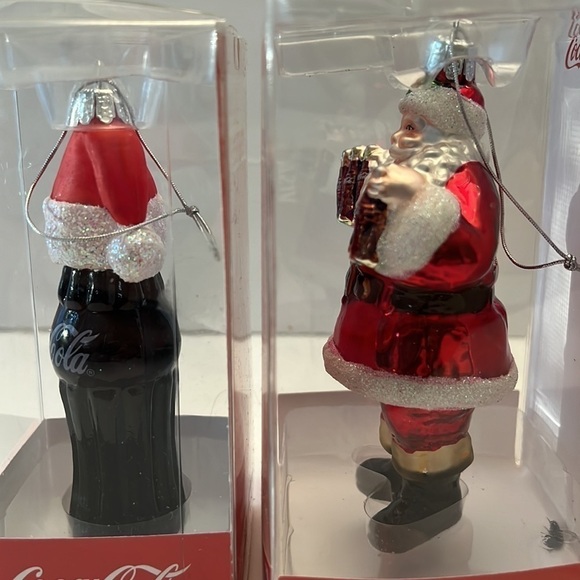 Kurt S Adler Coca Cooa Christmas Ornaments Santa and Coke Bottle 2009 2010 - Picture 4 of 12
